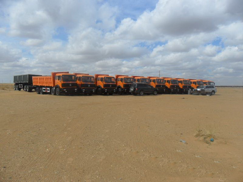 20 unités beiben T 50 camions à benne basculante sont envoyées au client mogolia à ERLIANHAOTE 