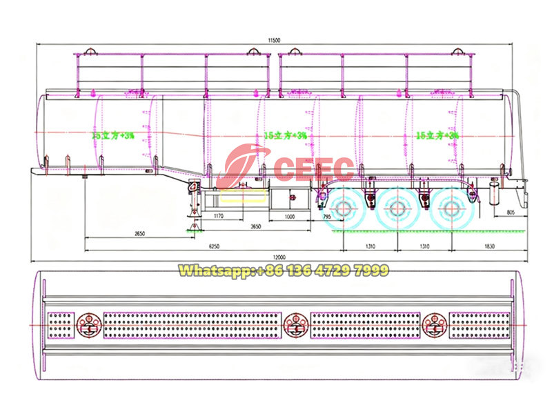 Fuel tanker semi trailer drawing