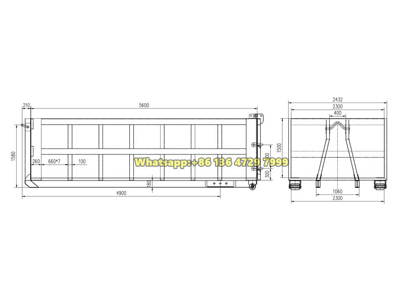 Beiben 20 ton hooklift truck container drawing