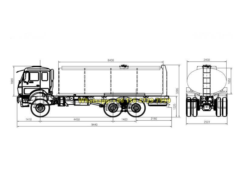 Beiben 6x4 water tanker truck drawing