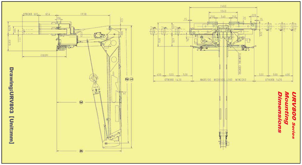 UNIC URV800 crane drawing