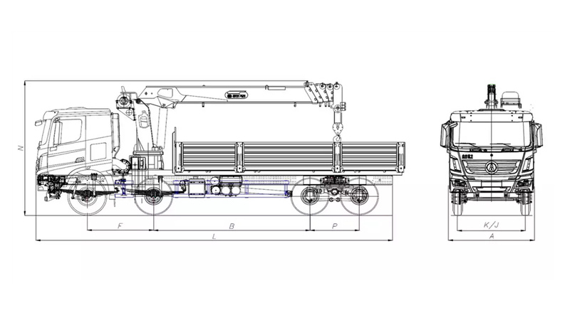 Beiben V3 boom crane truck drawing
