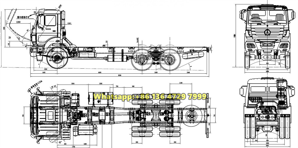 Beiben 6×6 chassis drawing