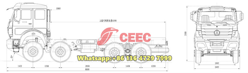 Beiben 8×8 heavy chassis drawing