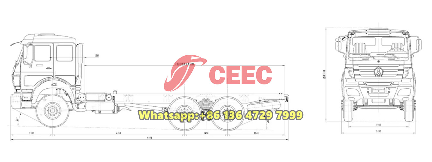 Beiben 6×6 heavy chassis drawing