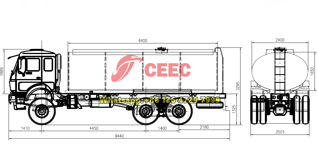 Beiben 6×6 water truck drawing