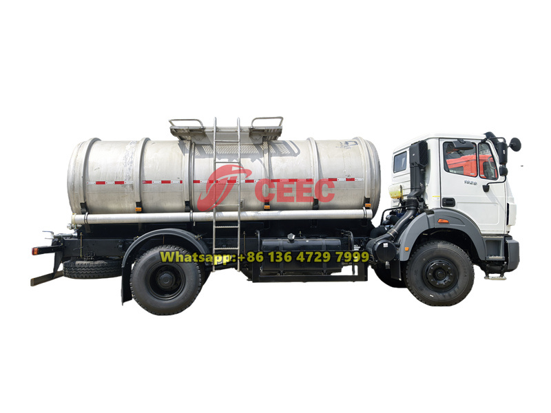Beiben 6-wheeler stainless steel water bowser truck