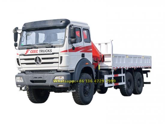 Beiben 6-wheeler off-road knuckle crane truck
